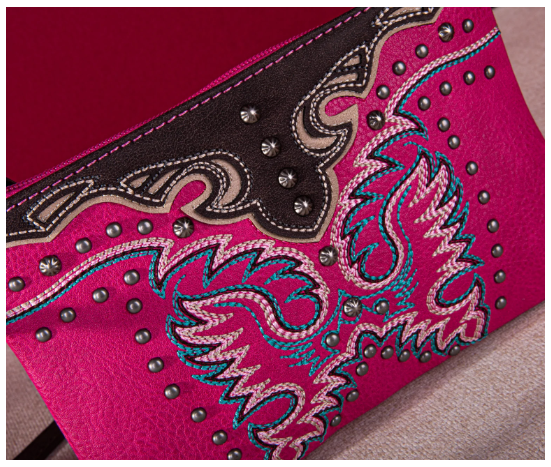 Embroidered Collection Clutch/Crossbody - Pink