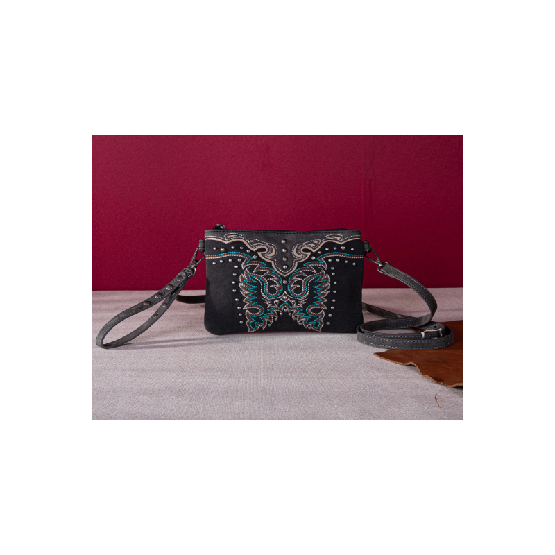 Embroidered Collection Clutch/Crossbody - Pink