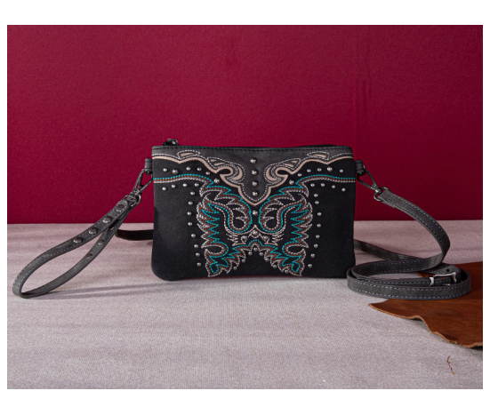 Embroidered Collection Clutch/Crossbody - Pink