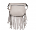 Leather Tooled Collection Fringe Mixed Crossbody- White