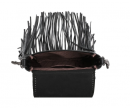 Leather Tooled Collection Fringe Mixed Crossbody- Black