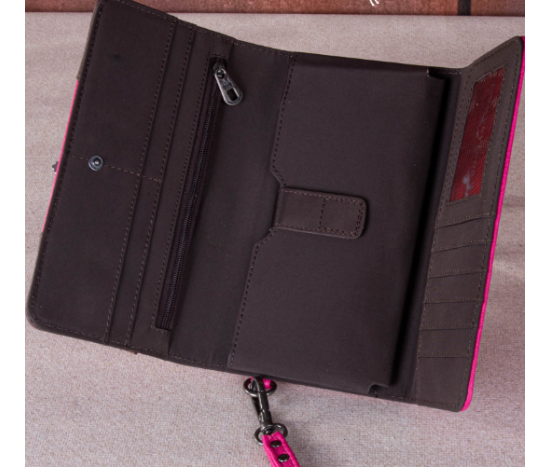 Embroidered Booming Buckle Collection Wallet - Floral Pink