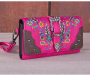 Embroidered Booming Buckle Collection Wallet - Floral Pink