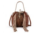 Cowhide Drawstring Hobo - Coffee