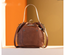 Cowhide Drawstring Hobo - Coffee