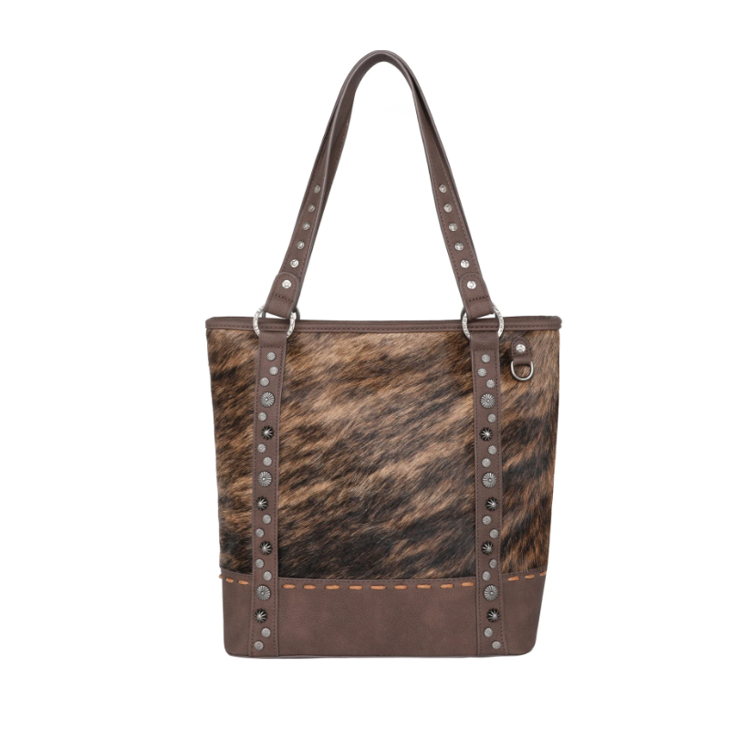 TW Collection Hair-On Cowhide Concealed Carry Tote Natural