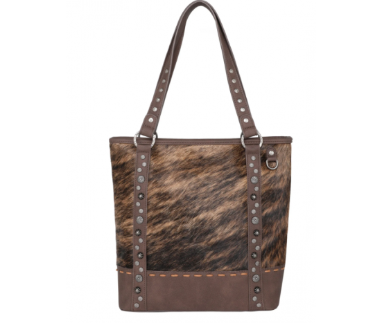 TW Collection Hair-On Cowhide Concealed Carry Tote Natural