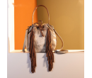 Cowhide Drawstring Hobo - Tan
