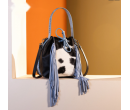 Cowhide Drawstring Hobo - Blue