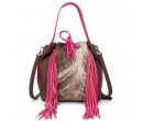 Cowhide Drawstring Hobo - Pink