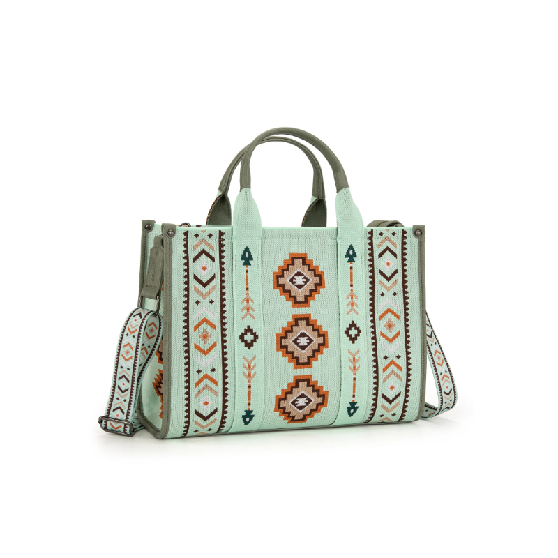Dual Arrows Diamond Pattern Large Crossbody - Grass Green