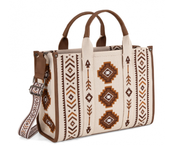 Dual Arrows Diamond Pattern Large Crossbody - Beige