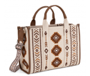 Dual Arrows Diamond Pattern Large Crossbody - Beige