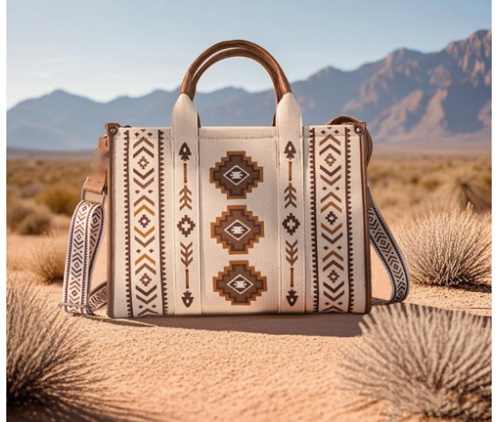 Dual Arrows Diamond Pattern Large Crossbody - Beige