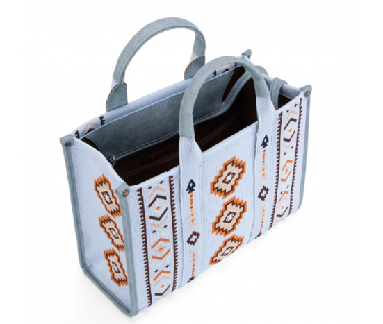 Dual Arrows Diamond Pattern Large Crossbody - Blue