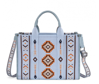 Dual Arrows Diamond Pattern Large Crossbody - Blue