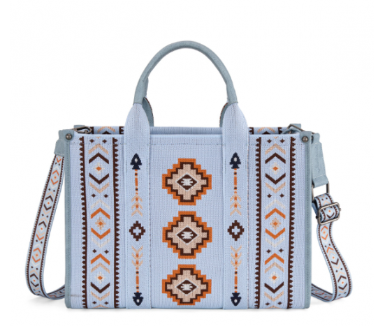 Dual Arrows Diamond Pattern Large Crossbody - Blue
