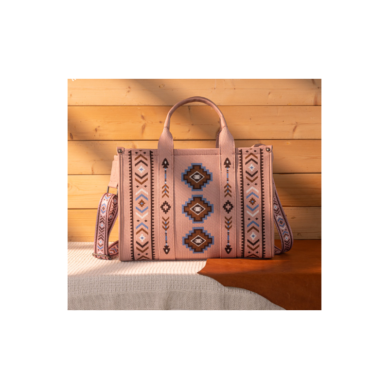 Dual Arrows Diamond Pattern Large Crossbody - Pink