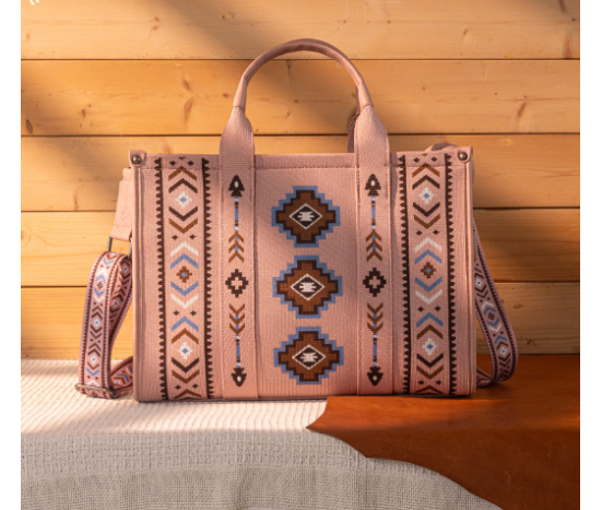 Dual Arrows Diamond Pattern Large Crossbody - Pink